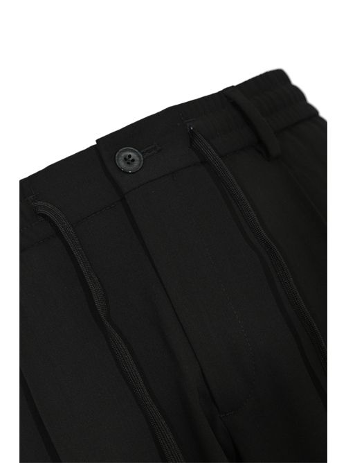 Pantalone in misto lana e viscosa tecnica con coulisse Nero DANIELE ALESSANDRINI | DA1FW26P005101